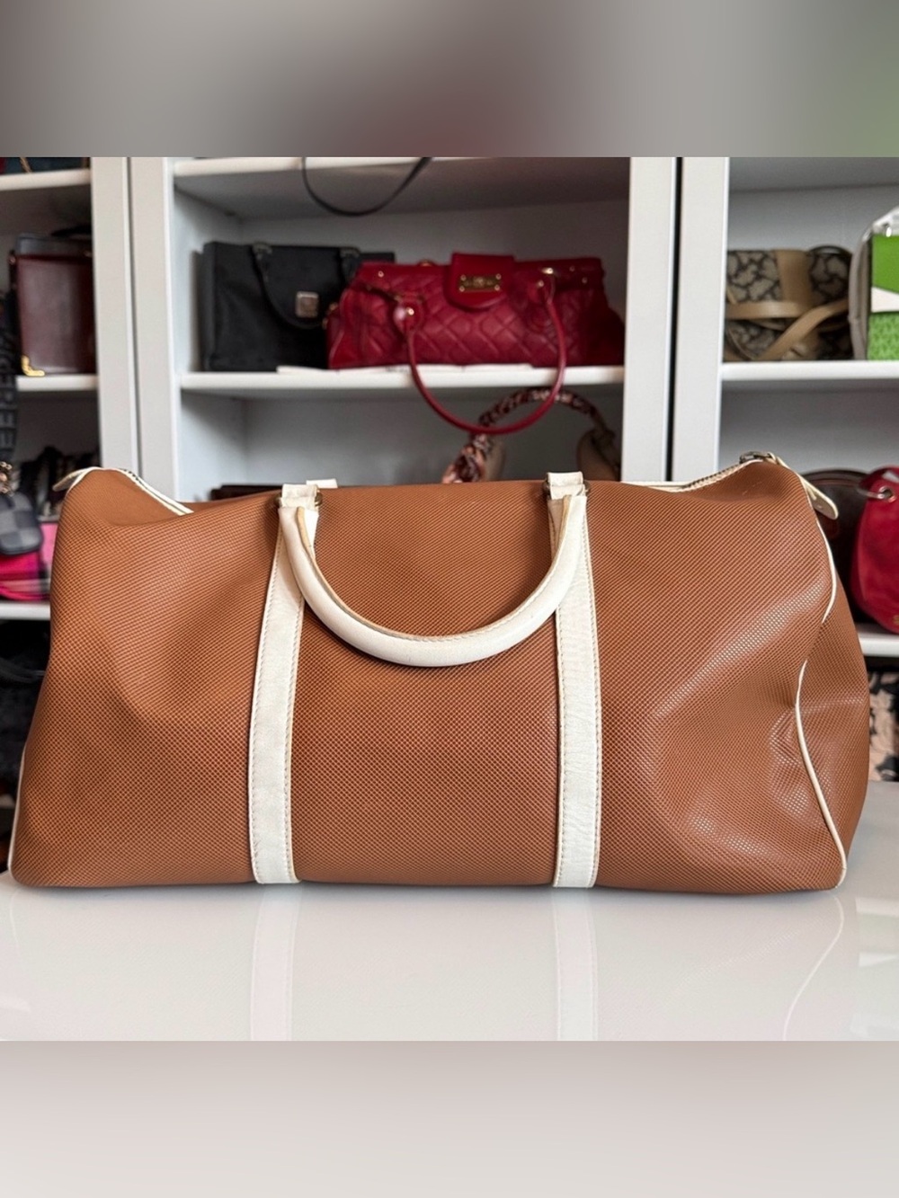 ✨Final Price✨ Bottega Veneta Brown & Cream Duffel Travel Bag Unisex